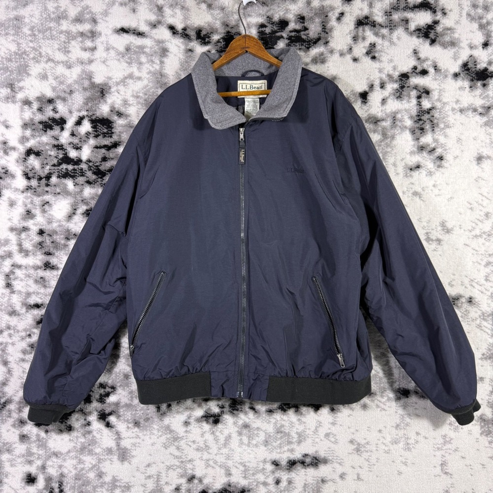 LL Bean Jacket Mens‎ Size XXL Black Fleece Lined Full Zip Bomber Style Gorp